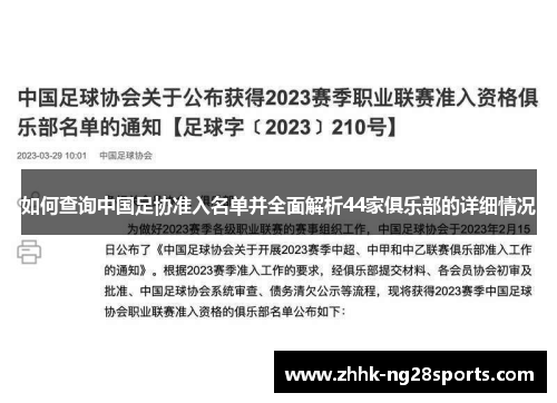 如何查询中国足协准入名单并全面解析44家俱乐部的详细情况